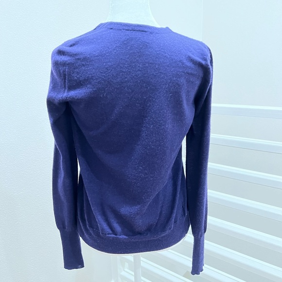 Ann Taylor LOFT Shirred V-Neck Cardigan, XXS, Vintage Blue - Picture 2 of 3